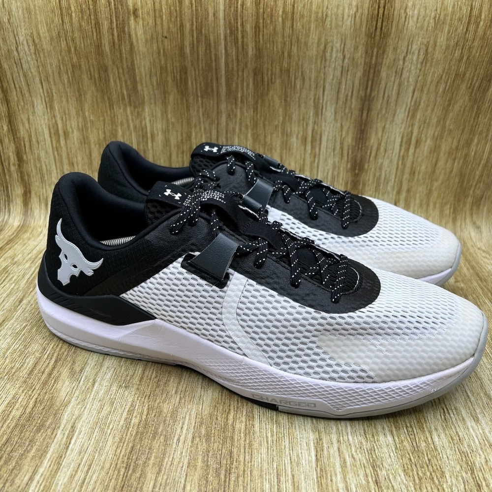 Under Armour Project Rock BSR 2 Men's Size 14.5 White Black Shoes 3025081-100‎